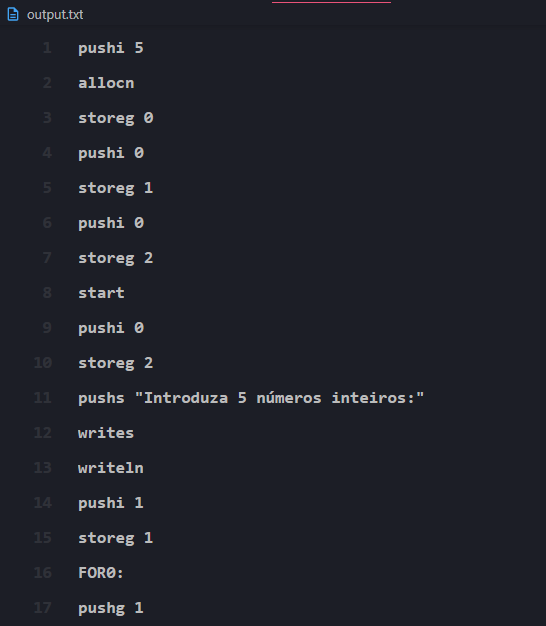 Advanced pseudo-assembly Code Output