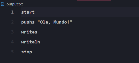 Simple pseudo-assembly Code Output