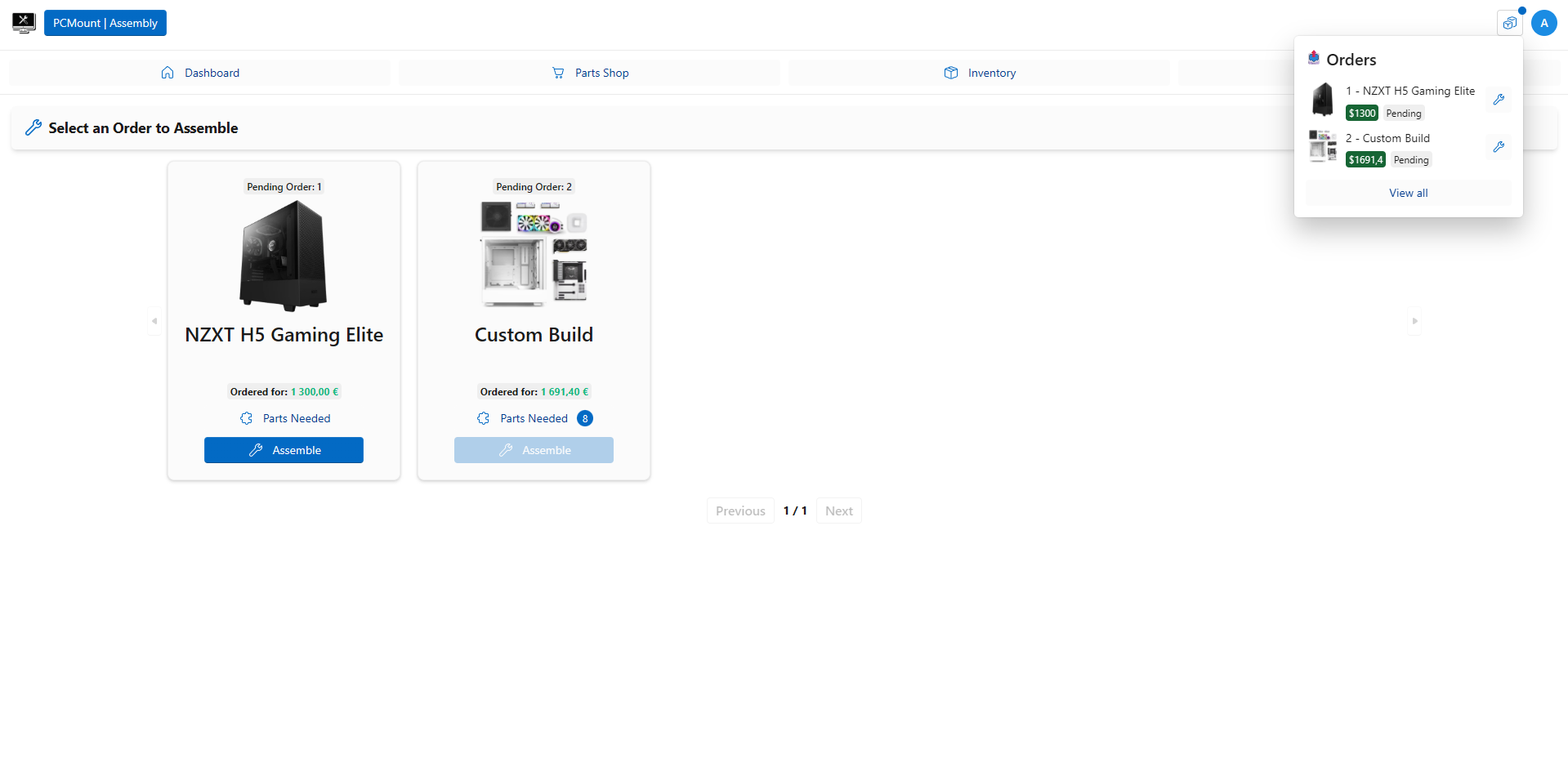 Orders Admin Notification Menu