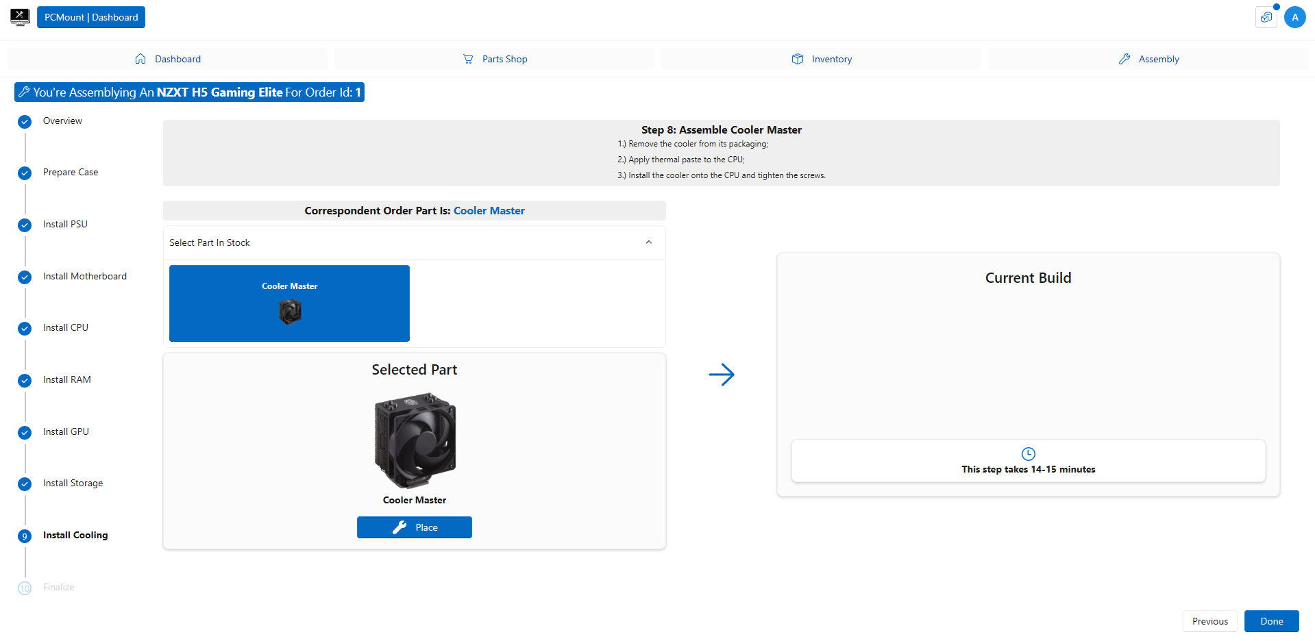 Part Installation Selector