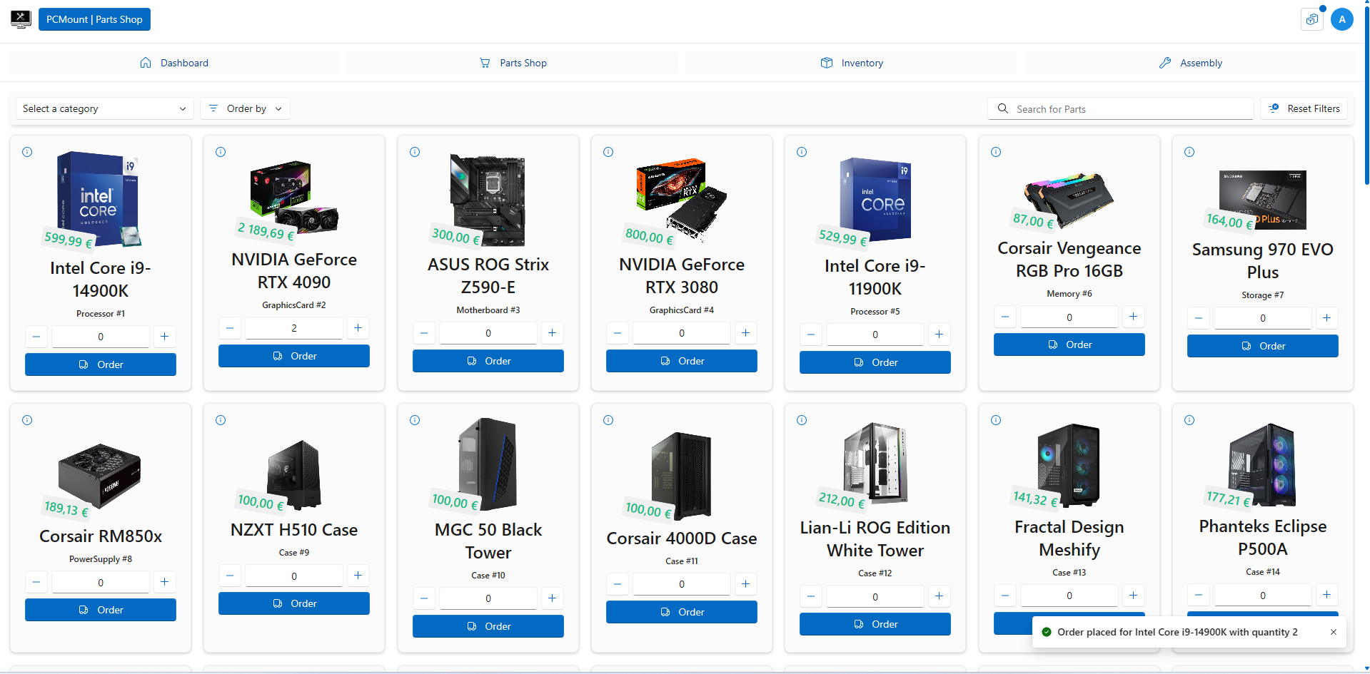 Buy Parts for Inventory