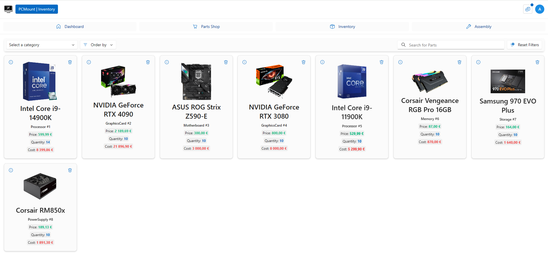 Parts Inventory